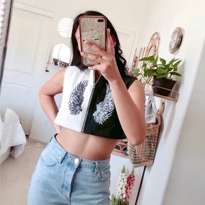 Vintage zipped up crop top
